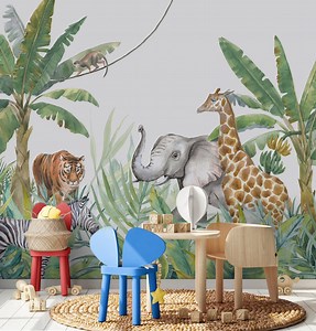 Safari Animals Wallpaper for Kids Nursery Peel & Stick, Jungle Wallpaper Removable for Kids Bedroom Self Adhesive Vinyl Wallpaper Mural Roll - Etsy
