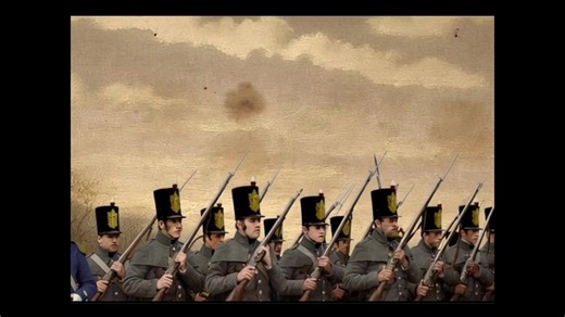 THE 49th “GREEN TIGERS” ADVANCE, Crysler’s Farm, November 11th, 1813 At a critical point in the Battle of Crysler’s Farm the 49th Regiment of Foot was ordered to advance on the American field gun positions. Nicknamed the “Green Tigers” because of the colour of their collars and cuffs, the 49th wore their grey greatcoats that day. Constant field service in Upper Canada had left their red coats in rags. Supplies of basic clothing to the Niagara peninsula war zone had been sporadic. As such, the 49