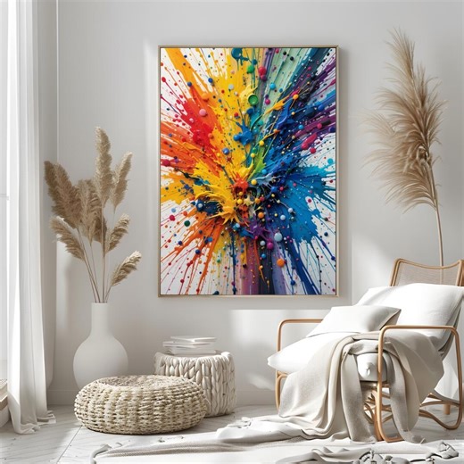 Abstract Paint Splash Art Print: Mid-century Modern Wall Decor Artwork Poster - Etsy
