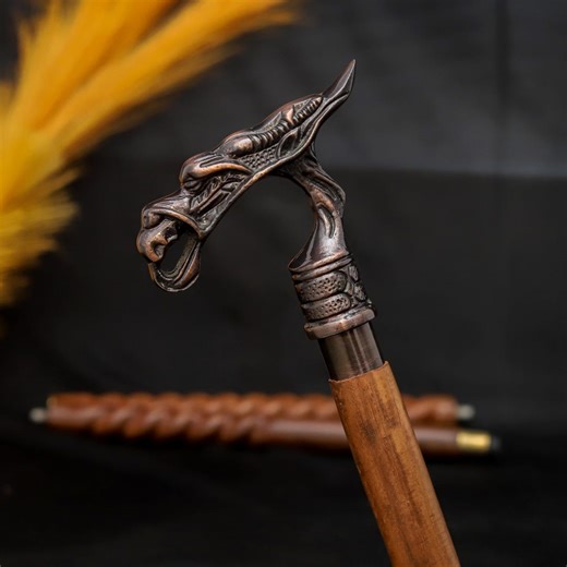 Dragon Head Walking Stick Fantasy Staff Gothic Walking Cane, Medieval Wizard Staff, Cosplay Prop, Renaissance Faire Costume Accessory - Etsy