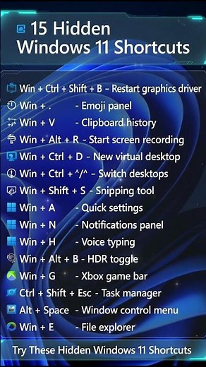 15 hidden windows shortcuts #windows11 #windowstips #windowsshortcut