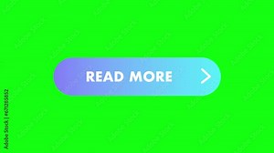 4 read more button animations in different colors. Colorful round button with read more text. Isolated element or symbol on green screen background. Stock Video