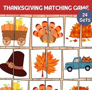 Thanksgiving Matching Game: Montessori Toddler Activity (printable PDF & JPG) - Etsy