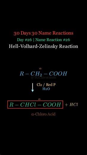 Day 26 🔥 Hell-Volhard-Zelinsky Reaction (HVZ) | 30 Days 30 Name Reactions ⚡ | Class 12 #chemistry