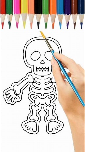 How to Draw a Skeleton Step by Step | Easy Halloween Drawing for Kids #coloring #shorts #drawing #yt