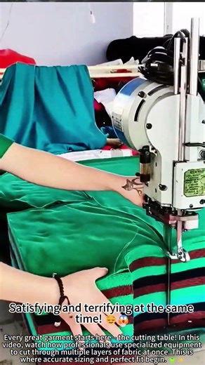 Cutting multiple layers of fabric precisely! ✂️📏