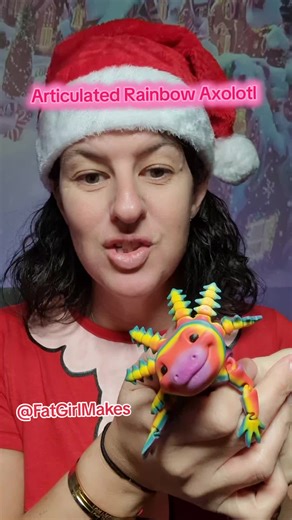 3D articulated rainbow axolotl. Available in lots of sizes and colours from @Fat Girl Makes. Great for display, decor or a fantastic fidget toy. £6.38-£23.16  (£3.99 shipping) #fyp #tiktokmademebuylt #fidget #toy #3d