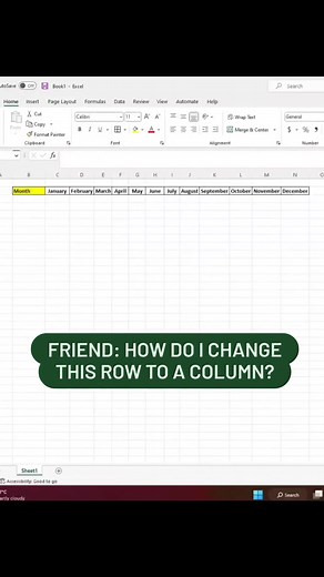 Change a row to a column in Excel using the transpose button! Shop my Excel Shortcuts Mouse Pad! Link in Bio 🔗 #excel #exceltips #exceltraining #sheets #accounting #finance #googlesheets #student #tutorial #excelhacks #exceltipsandtricks #exceltricks
