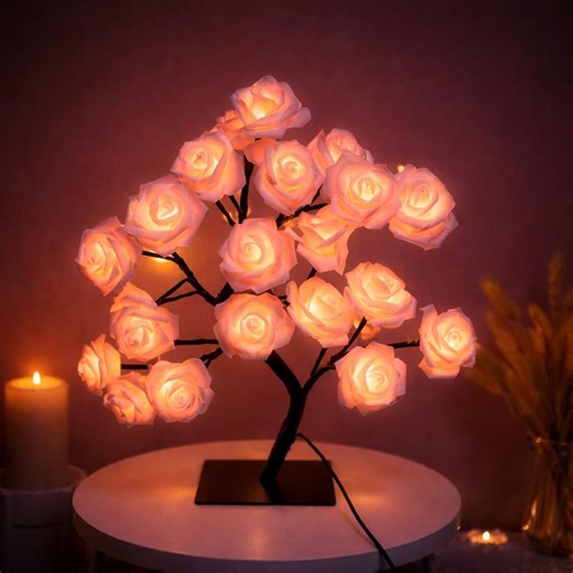 Rose Tree LED Table Lamp – Warm White Fairy Light, USB Powered - Etsy