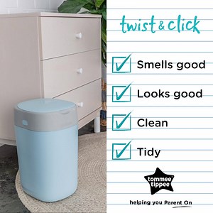 1K views | Tick one more thing off your checklist with our NEW Twist & Click Advanced Nappy Bin! For such a tiny person, your baby can generate a lot of mess! Fortunately, our nappy disposal systems are the simple, stylish and space-saving solution for keeping your baby’s room, clean and odour-free. Find out more:https://www.tommeetippee.co.uk/product/changetime/nappy-disposal-systems | Tommee Tippee | Facebook