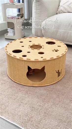 A cozy hideout and scratching spot your cat will love. 🔍 Find it at https://temu.to/m/g40iey5tg1g or with this code ffz4436. #Temu #cataccessories