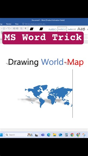 MS Word में World Map कैसे Draw करें 🌍 | Easy Trick in 1 Minute #worldmap #mswordshorts