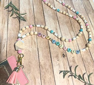 Custom Lanyards, Beaded Lanyards, Teacher Lanyards, Beaded ID Lanyard, Beaded Badge Lanyard, Personalized Lanyard, Lanyard With Name - Etsy