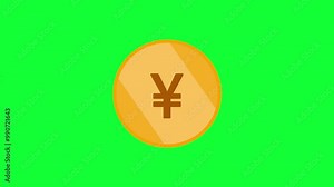 3D Animation of a gold coin on a green screen