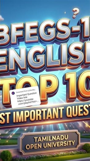 TamilNadu Open University (tnou) BFEG-11S English Top 10 Important Question| Fast Revision Guide