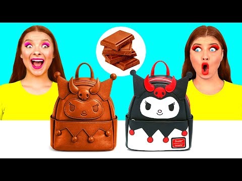 Real Food vs Chocolate Food Challenge | Awesome Kitchen Hacks