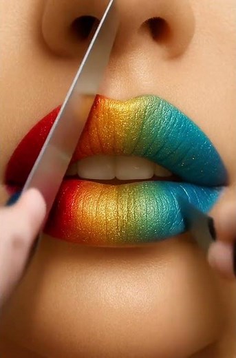 Rainbow Lips Cake Cutting | Satisfying Ultra-Realistic Lip Cake Slice 🍰💄🌈