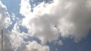 Cumulus clouds moving with the birds flying gracefully at noon