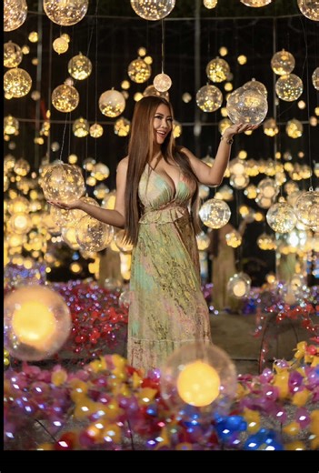 POV: Trying to get the perfect model shot but I’m way too excited to explore this colorful wonderland! 🌈✨ Lights everywhere, and I just want to twirl around like a kid💡🤩