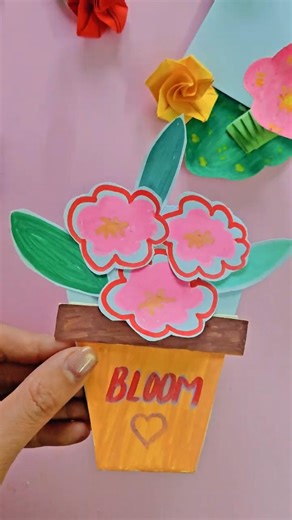 DIY Paper Flower Pot Card #diy #papercraft