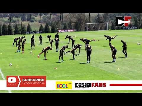 Kaizer Chiefs players warming-up and training