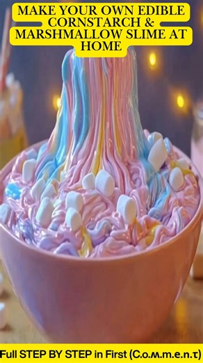 3.5K views · 17 reactions | Make Your Own Edible Cornstarch & Marshmallow Slime at Home Looking for a sweet, squishy craft that’s as fun to play with as it is to eat? This DIY Edible Cornstarch & Marshmallow Slime is stretchy, colorful, and completely safe for kids. With just a few simple kitchen ingredients, you can make a soft, gooey slime that’s perfect for sensory play or a fun party activity. | Kira Recipes | Facebook