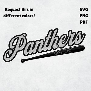 Panthers Baseball Softball SVG PNG PDF | Black Silver Team Script Logo Clipart | Panthers Mascot Digital Download for Cricut - Etsy