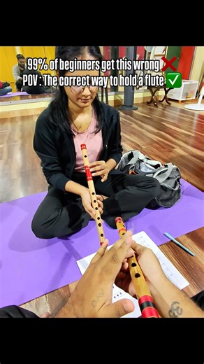 Saurabh’s Flute Academy on Instagram: "The correct way to hold a flute and play your first notes. #flute #lessons #flutelessons"