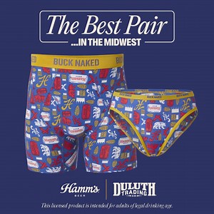 Buck Naked® Underwear and Hamm’s® Beer are at home on any barstool with this once-in-a-Midwest-moon collab print! | Duluth Trading Company