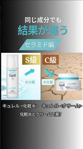 キュレルの化粧水はS級。キュレル 潤浸保湿フェイスクリームはC級。同じキュレル。同じセラミド系。