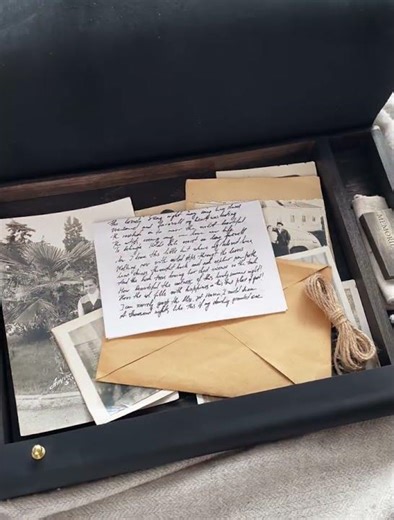 Black Leather Memory Box for Letters | Memorial & Family Keepsake Box
