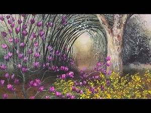 Moody Floral Landscape Acrylic Painting LIVE Tutorial