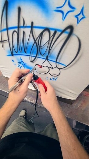 Just some quick custom names and cherries 🍒✍️✨ #airbrush #lettering #calligraphy #satisfying #art #tattoo | Dale the Airbrush Guy