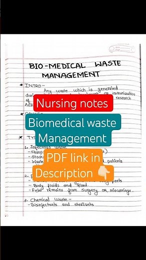 biomedical waste management || nursing notes