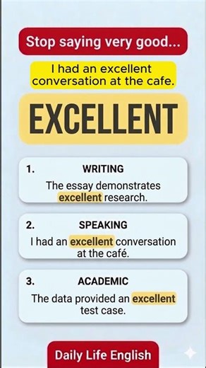 Stop Saying VERY GOOD ❌ | Use This Word Instead | Excellent #shorts