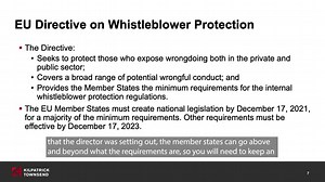 Doing Business in the European Union | Key Elements of the EU Directive on Whistleblower Protection | JD Supra