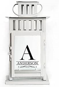 Personalized Memorial Lantern for Loss of Loved One, Bereavement Gift or Remembrance Gift (Anderson Design, White) - Sympathy Lantern, Can Also Be a Wedding Lantern Gift for Couples