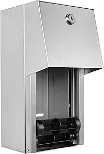 Commercial Toilet Paper Dispenser - 304 Stainless Steel Double Roll Holder - Heavy Duty Lockable Wall Mount Tissue Dispenser for Restroom - Metal Bathroom Fixtures