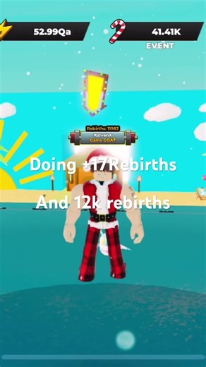 Doing +17 rebirths and 12k rebirths lab strongman simulator roblox #christmas #music #shorts #roblox