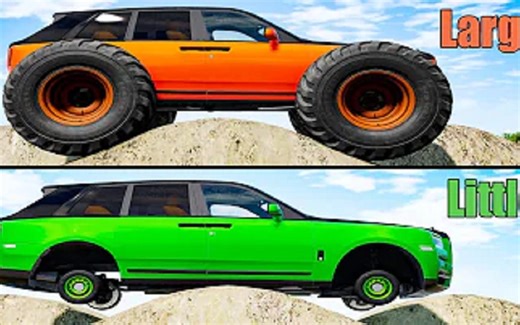 【wreckstation】世界上最大的轮子 VS 世界上最小的轮子，全面对比，各有千秋【beamng.drive车祸模拟器】