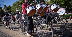 Dutch bicycle band performing at Tulip Time this weekend