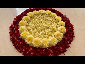 Simple diwali rangoli design using flowers/ diwali rangoli designs/ flowers rangoli