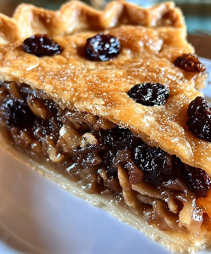 Old Fashioned Raisin Pie Ingredients: - 2 cups raisins - 1 cup packed brown sugar - 1⅓ cups water - 3 tablespoons cornstarch - ½ cup fresh orange juice - 1 teaspoon orange zest - 3 tablespoons fresh lemon juice - ½ cup chopped walnuts - Pie dough for a double crust (top and bottom) - 1 egg white, beaten - 1–2 teaspoons sugar (for sprinkling) Directions: 1. Preheat oven to 375°F (190°C). 2. In a medium saucepan, combine raisins, brown sugar, and water. Bring to a boil over medium heat, stirring f