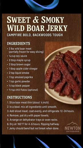 🐗 Sweet & Smoky Wild Boar Jerky Recipe. #food