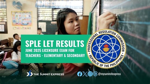 SPLE Results: June 2025 LET Teachers board exam passers, topnotchers