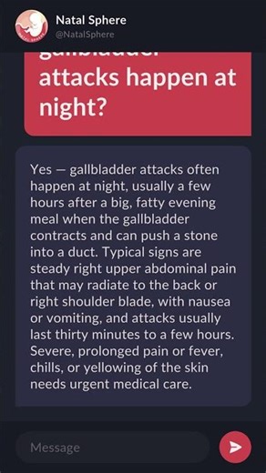 Do most gallbladder attacks happen at night?