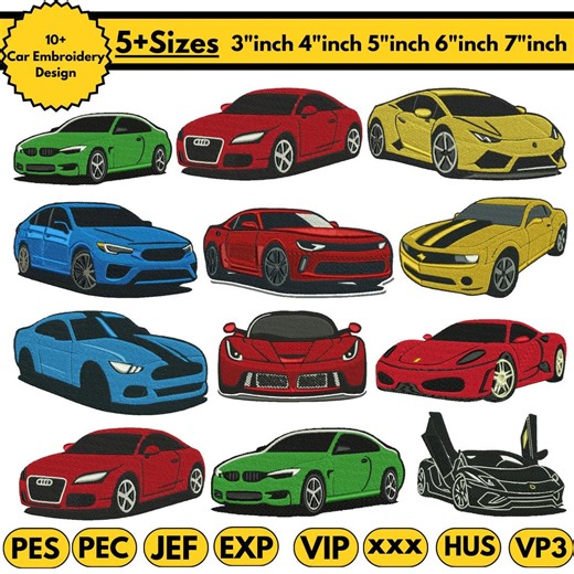 Car Machine Embroidery Design Classic Car Embroidery Japanese Car Embroidery Iconic Car Embroidery Disney Car Embroidery Pes 5 size Download - Etsy