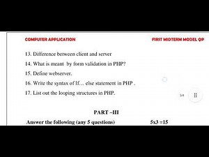 #tn Class 12 Samacheer Kalvi Computer Application First Mid Term Test Model Question Paper 2025