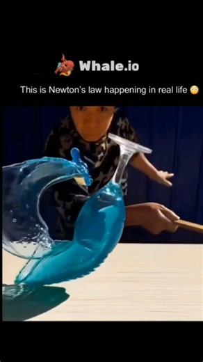 Education || history || technology on Instagram: "This clip shows a perfect mix of motion, inertia, and gravity at work.When the glass is hit, the glass moves before the water does. Water has inertia — meaning it tends to stay in place until a force acts on it. . . Because the water reacts a split-second later, it rises and spills in that dramatic wave shape.Gravity then pulls the water downward, creating the smooth curve you see as it falls...It looks like magic, but it’s just physics: the glas