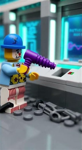 Sad Clown and a Lego alien blaster (purple)